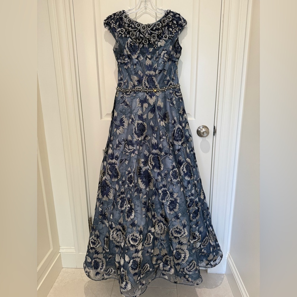 Mac Duggal Embellished Cap Sleeve High Neck Ballgown